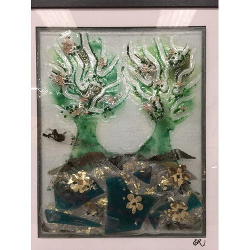 29 - AN ORIGINAL FUSED GLASS SCULPTURE BY ICELANDIC DESIGNER ELLA ROSINKRANS, 63CM X 53CM
