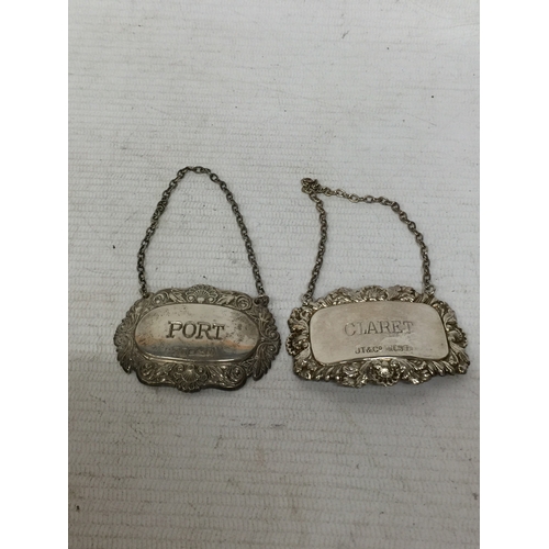 36 - TWO HALLMARKED SILVER DECANTER COLLARS (SHEFFIELD AND BIRMINGHAM)