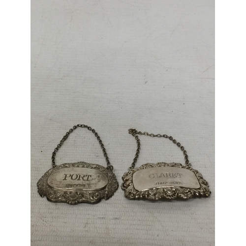 36 - TWO HALLMARKED SILVER DECANTER COLLARS (SHEFFIELD AND BIRMINGHAM)