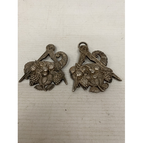 39 - TWO MASONIC MEDALLIONS, ONE HALLMARKED LONDON SILVER, THE OTHER POSSIBLY SILVER