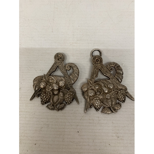 39 - TWO MASONIC MEDALLIONS, ONE HALLMARKED LONDON SILVER, THE OTHER POSSIBLY SILVER