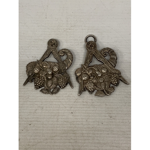 39 - TWO MASONIC MEDALLIONS, ONE HALLMARKED LONDON SILVER, THE OTHER POSSIBLY SILVER