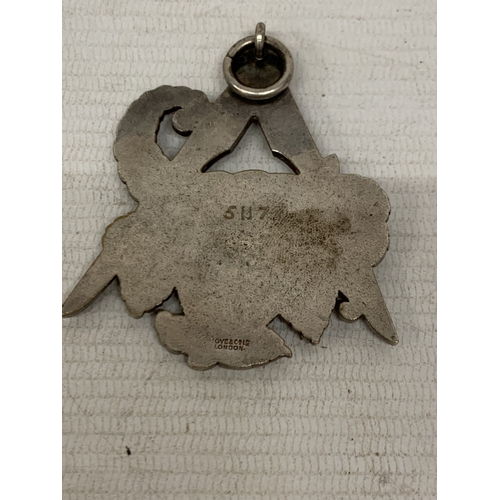 39 - TWO MASONIC MEDALLIONS, ONE HALLMARKED LONDON SILVER, THE OTHER POSSIBLY SILVER