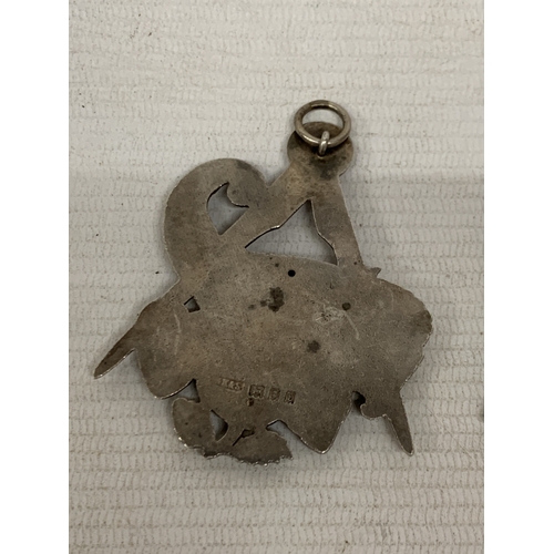 39 - TWO MASONIC MEDALLIONS, ONE HALLMARKED LONDON SILVER, THE OTHER POSSIBLY SILVER