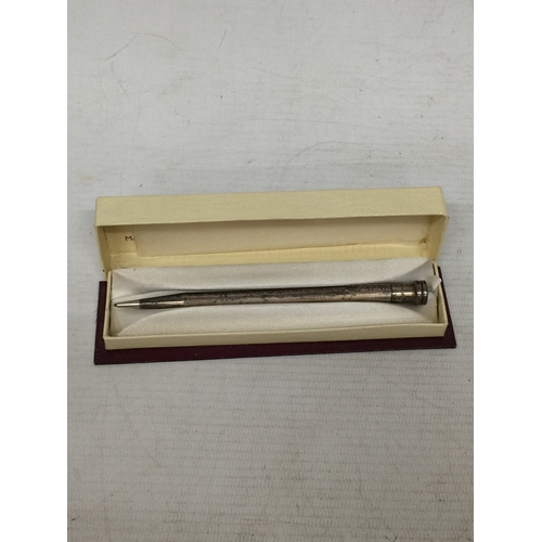 8 - A VINTAGE LIFE-LONG STERLING SILVER PROPELLING PENCIL IN ORIGINAL BOX WITH INSTRUCTIONS