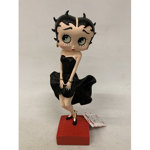 44 - A BETTY BOOP FIGURE IN A BLACK GLITTER DRESS, HEIGHT 29CM