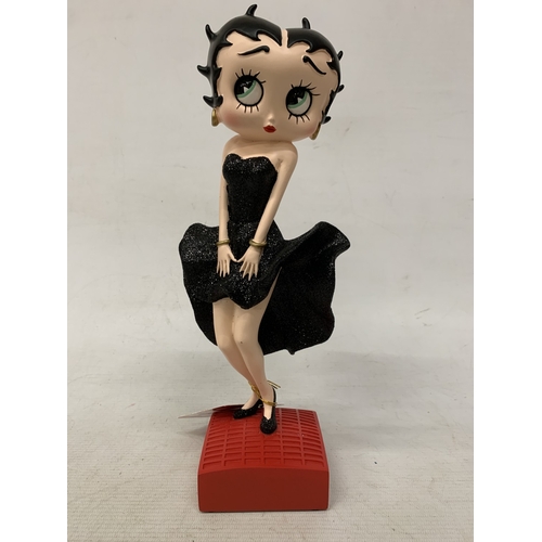 44 - A BETTY BOOP FIGURE IN A BLACK GLITTER DRESS, HEIGHT 29CM