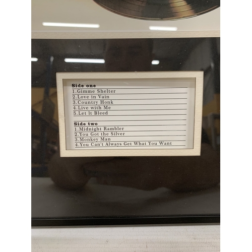 50 - A FRAMED ROLLING STONES 'LET IT BLEED' GOLD DISC