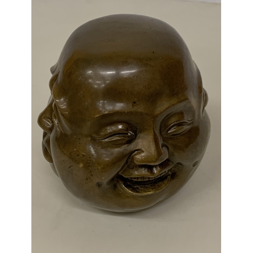 55 - A LARGE BRONZE FOUR FACED BUDDAH, HEIGHT 12CM