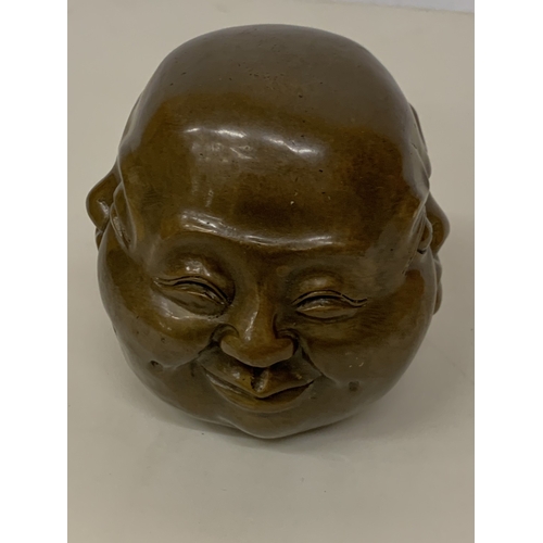 55 - A LARGE BRONZE FOUR FACED BUDDAH, HEIGHT 12CM