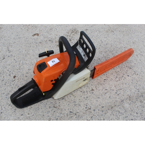 19 - A STIHL MS181 CHAINSAW WITH SPARE CHAIN  NO VAT