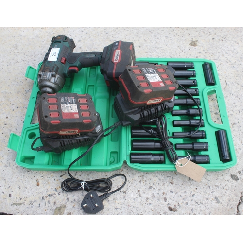 24 - A PARKSIDE NUT GUN AND IMPACT SOCKET  NO VAT