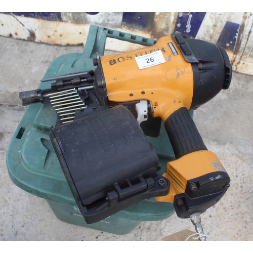 26 - BOSTITCH NAIL AIR GUN AND NAILS  NO VAT