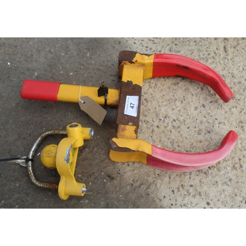 47 - AN IFOR WILLIAMS HITCH LOCK AND KEY  NO VAT