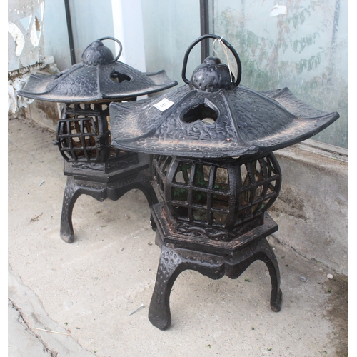 53 - 2 CAST IRON LANTERNS  NO VAT