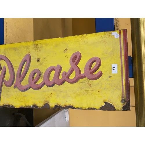 55 - A 1930'S 'PLAYERS PLEASE' ENAMEL SIGN, 33CM X 146CM