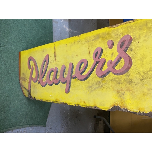 55 - A 1930'S 'PLAYERS PLEASE' ENAMEL SIGN, 33CM X 146CM