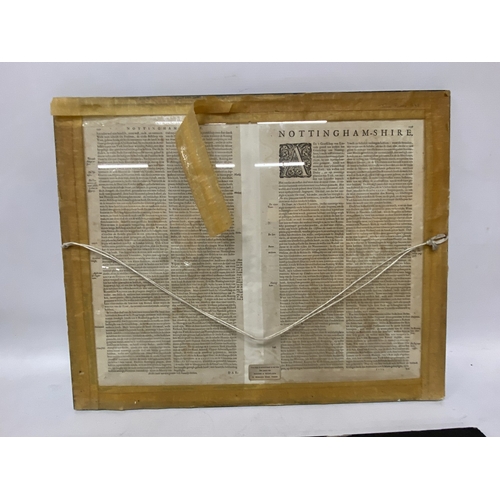 30 - A JOHAN BLAEU LATE 17TH CENTURY HARD TINTED MAP OF NOTTINGHAM TOGETHER WITH A MAP OF STAFFORDSHIRE