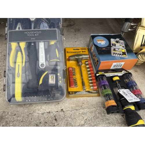 A LARGE ASSORTMENT OF AS NEW AND PACKAGED TOOLS TO INCLUDE DRILL BITS ...