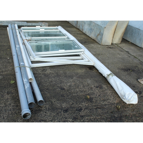 A BUNDLE OF RAINWATER PIPES AND SECONDARY DOUBLE GLAZING NO VAT