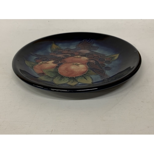 33 - A MOORCROFT TUBE-LINED SHALLOW BOWL IN THE FINCHES AND FIG PATTERN DESIGNED BY SALLY TUFFIN - 26 CM ... 