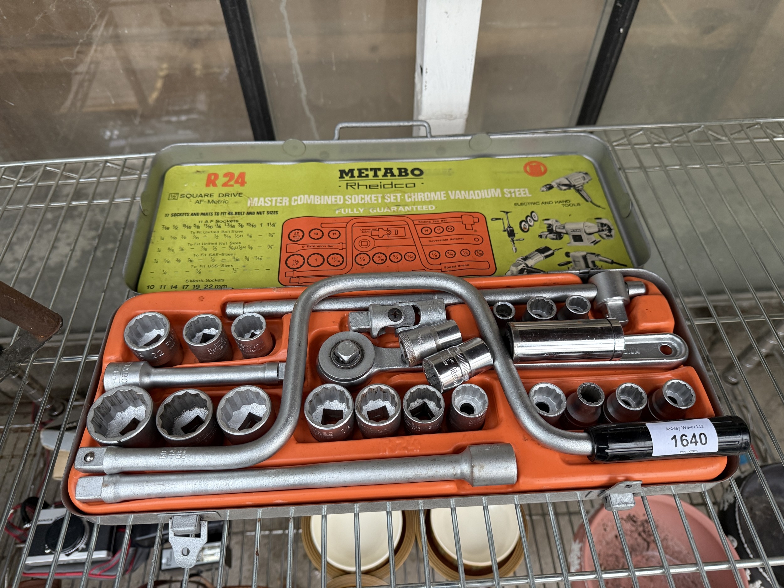 A CASED METABO RHEIDCO SOCKET SET