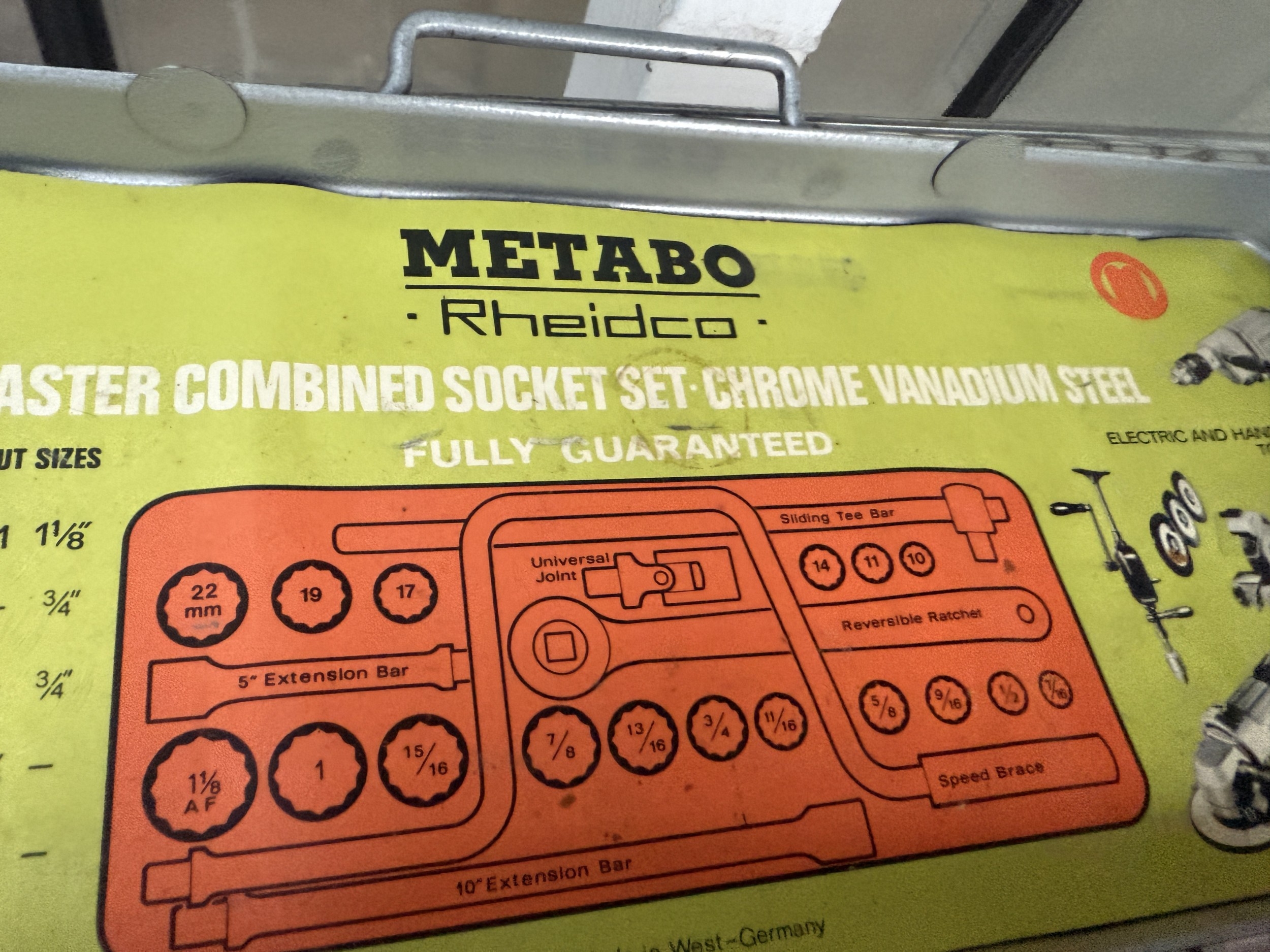 A CASED METABO RHEIDCO SOCKET SET