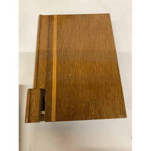 35A - A COLLECTION OF VINTAGE TREEN MONEY BOXES TO INCLUDE A CORONATION CHAIR, BOOK, ETC.,