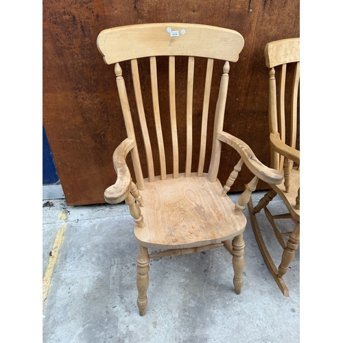 2534 - A VICTORIAN STYLE BEECH FARMHOUSE KITCHEN CHAIR