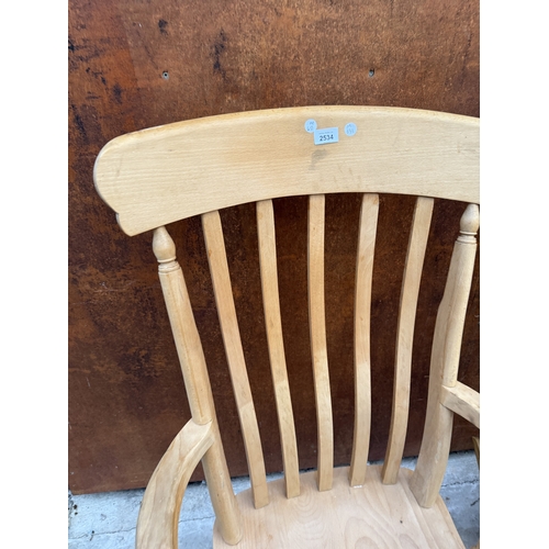 2534 - A VICTORIAN STYLE BEECH FARMHOUSE KITCHEN CHAIR