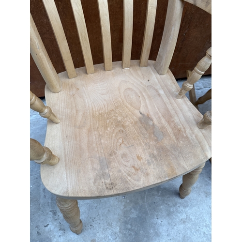 2534 - A VICTORIAN STYLE BEECH FARMHOUSE KITCHEN CHAIR