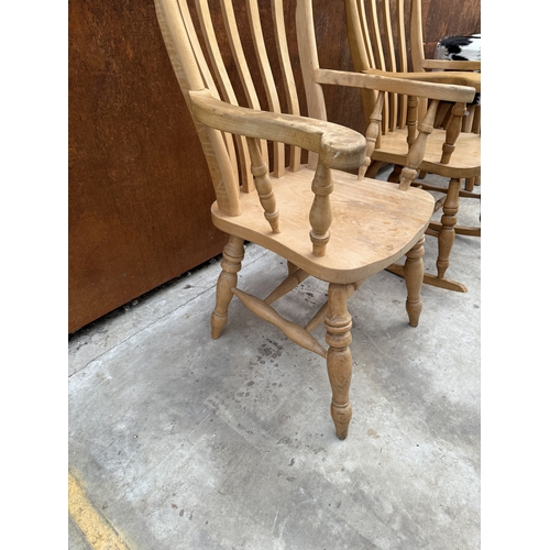 2534 - A VICTORIAN STYLE BEECH FARMHOUSE KITCHEN CHAIR