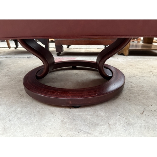 2540 - A STRESSLESS EKORNES LEATHER SWIVEL RECLINER CHAIR AND STOOL