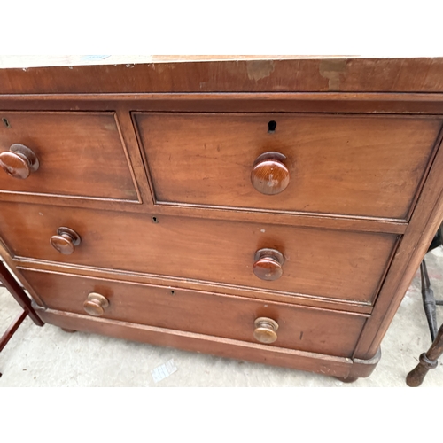 2548 - A VICTORIAN MAHOGANY CHEST OF TWO SHORT AND TWO LONG DRAWERS, 40