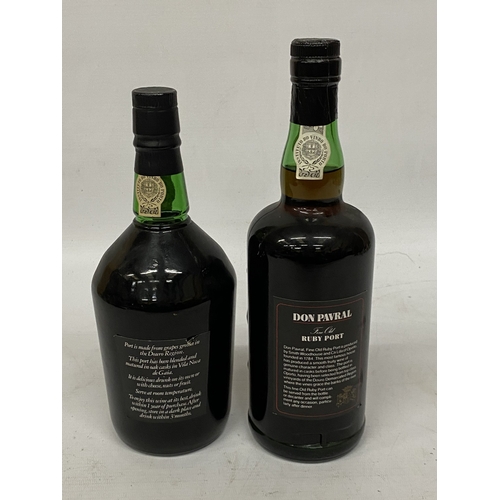 315 - TWO VINTAGE 75CL BOTTLES OF PORT. ONE DON PAVRAL FINE OLD RUBY AND A ST MICHAEL SPECIALLY SELECTED P... 