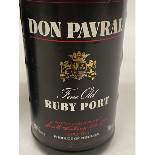 315 - TWO VINTAGE 75CL BOTTLES OF PORT. ONE DON PAVRAL FINE OLD RUBY AND A ST MICHAEL SPECIALLY SELECTED P... 