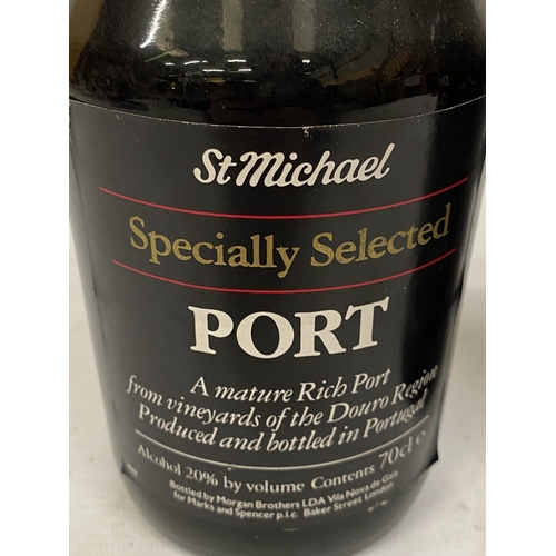 315 - TWO VINTAGE 75CL BOTTLES OF PORT. ONE DON PAVRAL FINE OLD RUBY AND A ST MICHAEL SPECIALLY SELECTED P... 