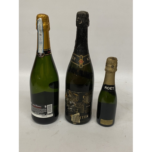349 - A 75CL BOTTLE OF 1966 KRITER EXTRA LEGER SPARKLINTG WINE TOGETHER WITH A 20CL BOTTLE OF MOET & CHAND... 