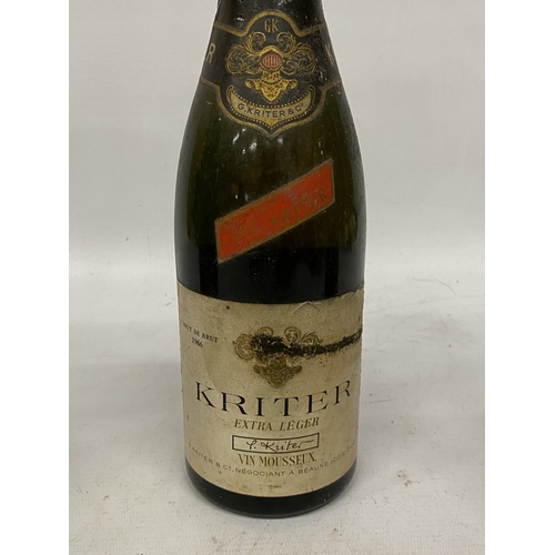 349 - A 75CL BOTTLE OF 1966 KRITER EXTRA LEGER SPARKLINTG WINE TOGETHER WITH A 20CL BOTTLE OF MOET & CHAND... 
