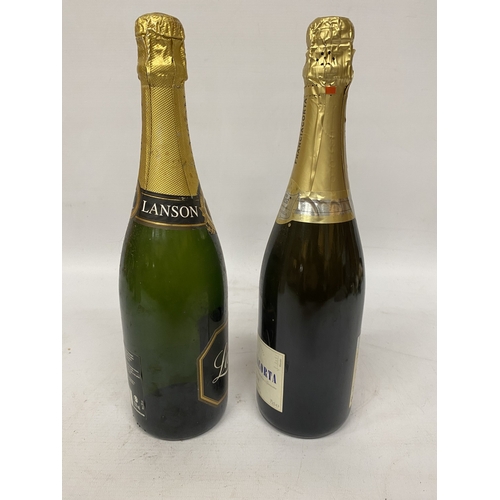 351 - A 75CL BOTTLE OF LANSON BLACK LABEL BRUT CHAMPAGNE TOGETHER WITH A 75CL BOTTLE OF FRANCIACORTA BRUT