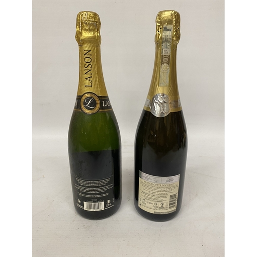 351 - A 75CL BOTTLE OF LANSON BLACK LABEL BRUT CHAMPAGNE TOGETHER WITH A 75CL BOTTLE OF FRANCIACORTA BRUT