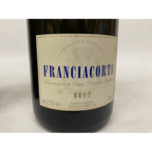 351 - A 75CL BOTTLE OF LANSON BLACK LABEL BRUT CHAMPAGNE TOGETHER WITH A 75CL BOTTLE OF FRANCIACORTA BRUT