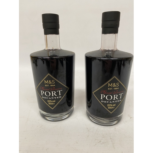 371 - TWO 50CL BOTTLES OF M&S SPECIAL RESERVE PORT TOGETHER WITH A 20CL BOTTLE OF CHURCHILL'S DRY WHITE PO... 