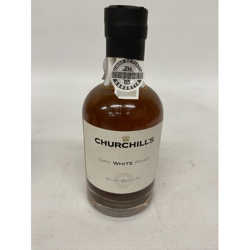 371 - TWO 50CL BOTTLES OF M&S SPECIAL RESERVE PORT TOGETHER WITH A 20CL BOTTLE OF CHURCHILL'S DRY WHITE PO... 