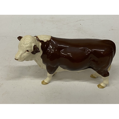 1012 - A BESWICK POLLED HEREFORD BULL CERAMIC FIGURE