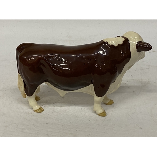 1012 - A BESWICK POLLED HEREFORD BULL CERAMIC FIGURE