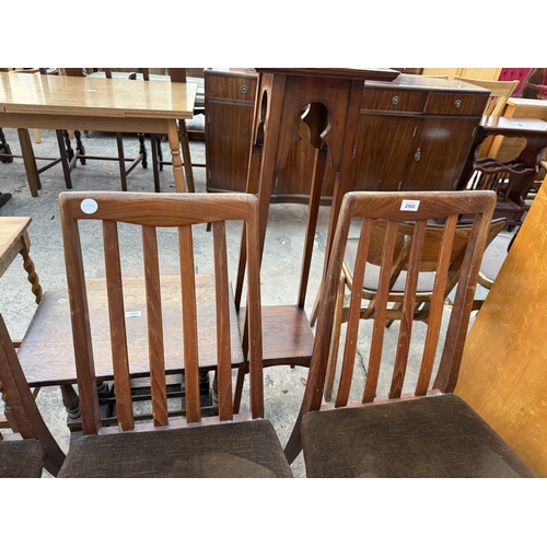 2568 - FOUR G PLAN RETRO TEAK DINING CHIARS ON TAPERING LEGS WITH SLATTED BACKS
