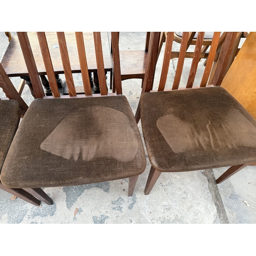 2568 - FOUR G PLAN RETRO TEAK DINING CHIARS ON TAPERING LEGS WITH SLATTED BACKS