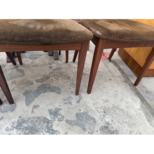 2568 - FOUR G PLAN RETRO TEAK DINING CHIARS ON TAPERING LEGS WITH SLATTED BACKS