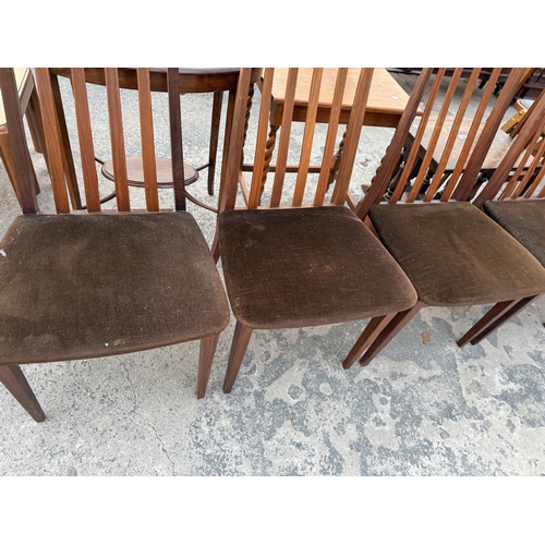 2568 - FOUR G PLAN RETRO TEAK DINING CHIARS ON TAPERING LEGS WITH SLATTED BACKS